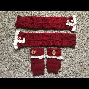 Leg warmers and mittens